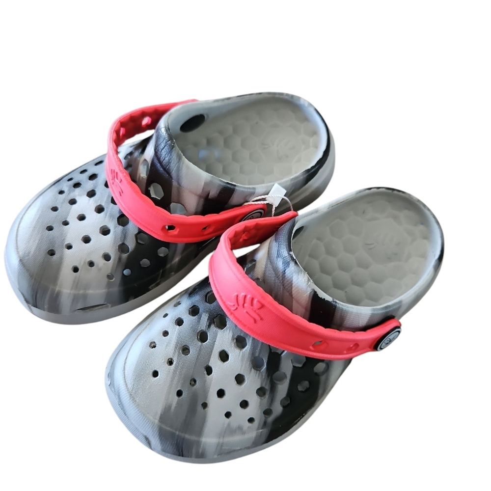 Joybees Size 10 / 11 New Kids' Gray and Red Clogs Water‎ Shoes